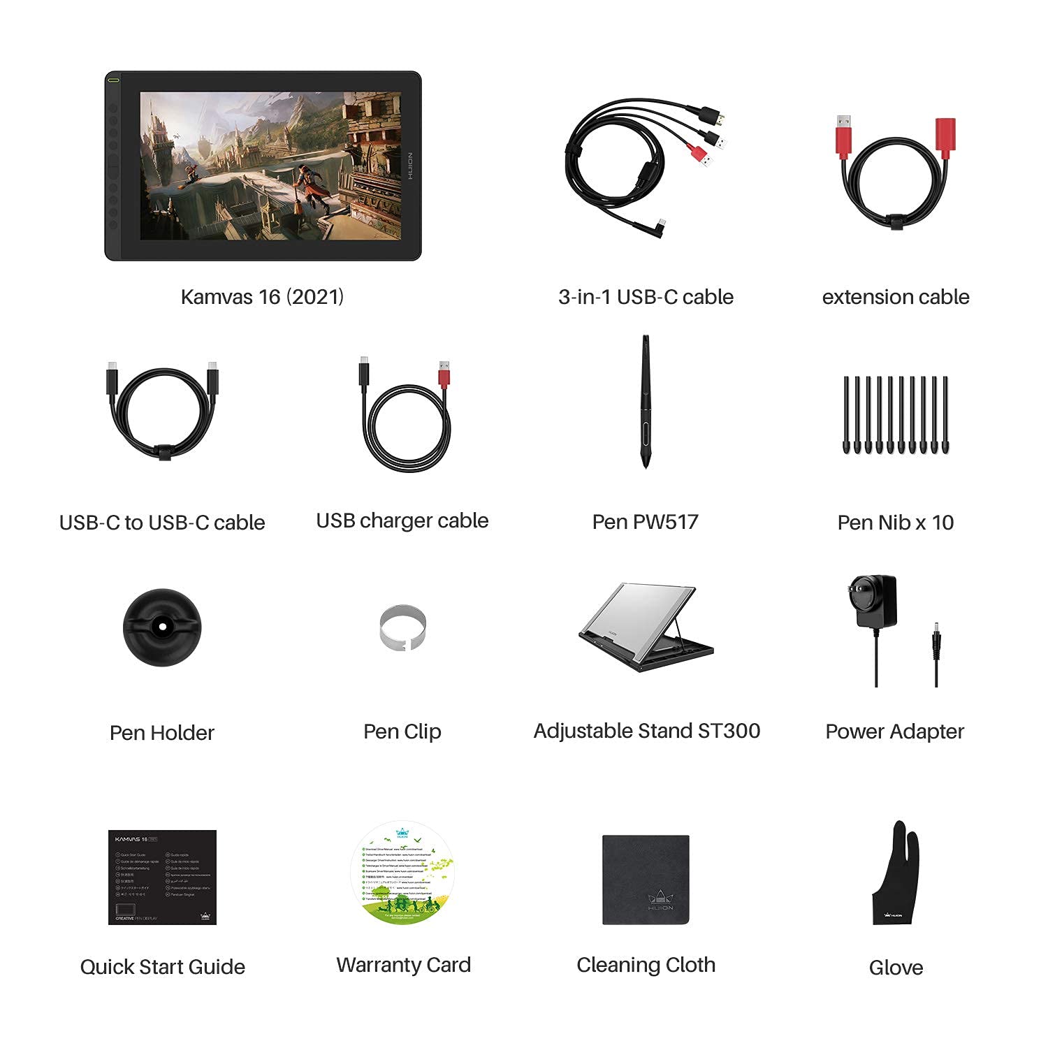 2021 HUION KAMVAS 16 Graphics Drawing Tablet with Full-Laminated Screen Anti-Glare 10 Express Keys Android Support Battery-Free Stylus 8192 Pen Pressure Tilt Adjustable Stand - 15.6 Inch Pen Display - Image 9