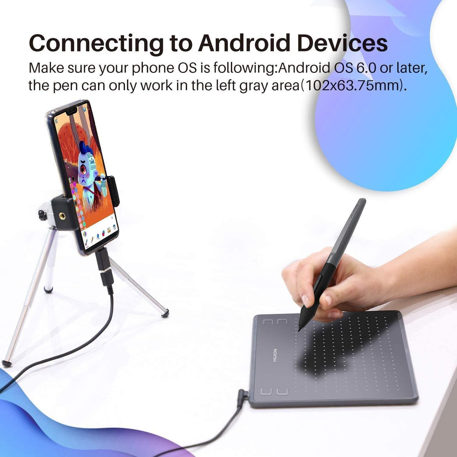 Drawing Tablet HUION HS64 Beginner Graphics OSU Tablet with Battery-Free Stylus 8192 Pressure Sensitive for Digital Art, Painting & Design, Compatible with Windows, Mac, Android & Linux Black - Image 5