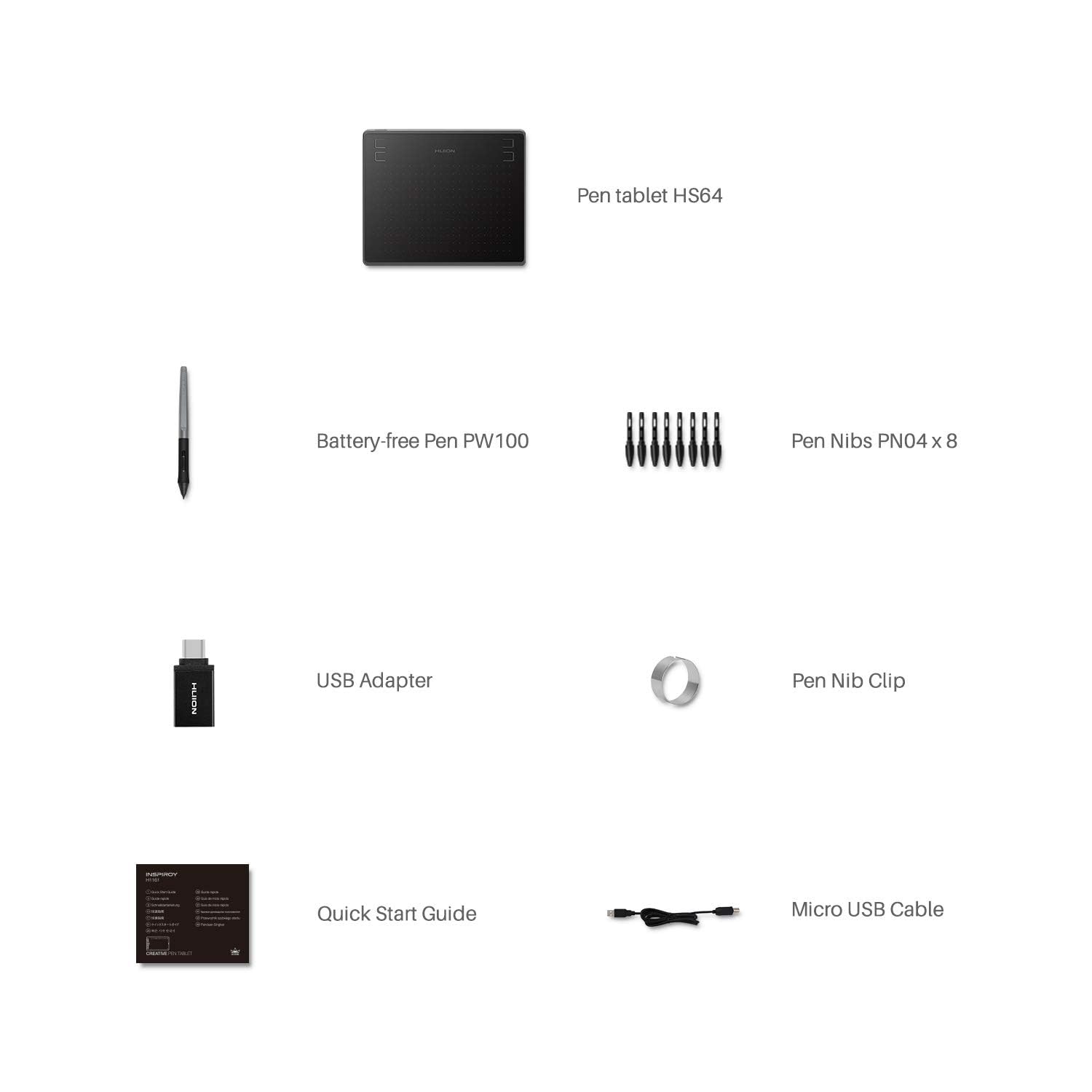 Drawing Tablet HUION HS64 Beginner Graphics OSU Tablet with Battery-Free Stylus 8192 Pressure Sensitive for Digital Art, Painting & Design, Compatible with Windows, Mac, Android & Linux Black - Image 7