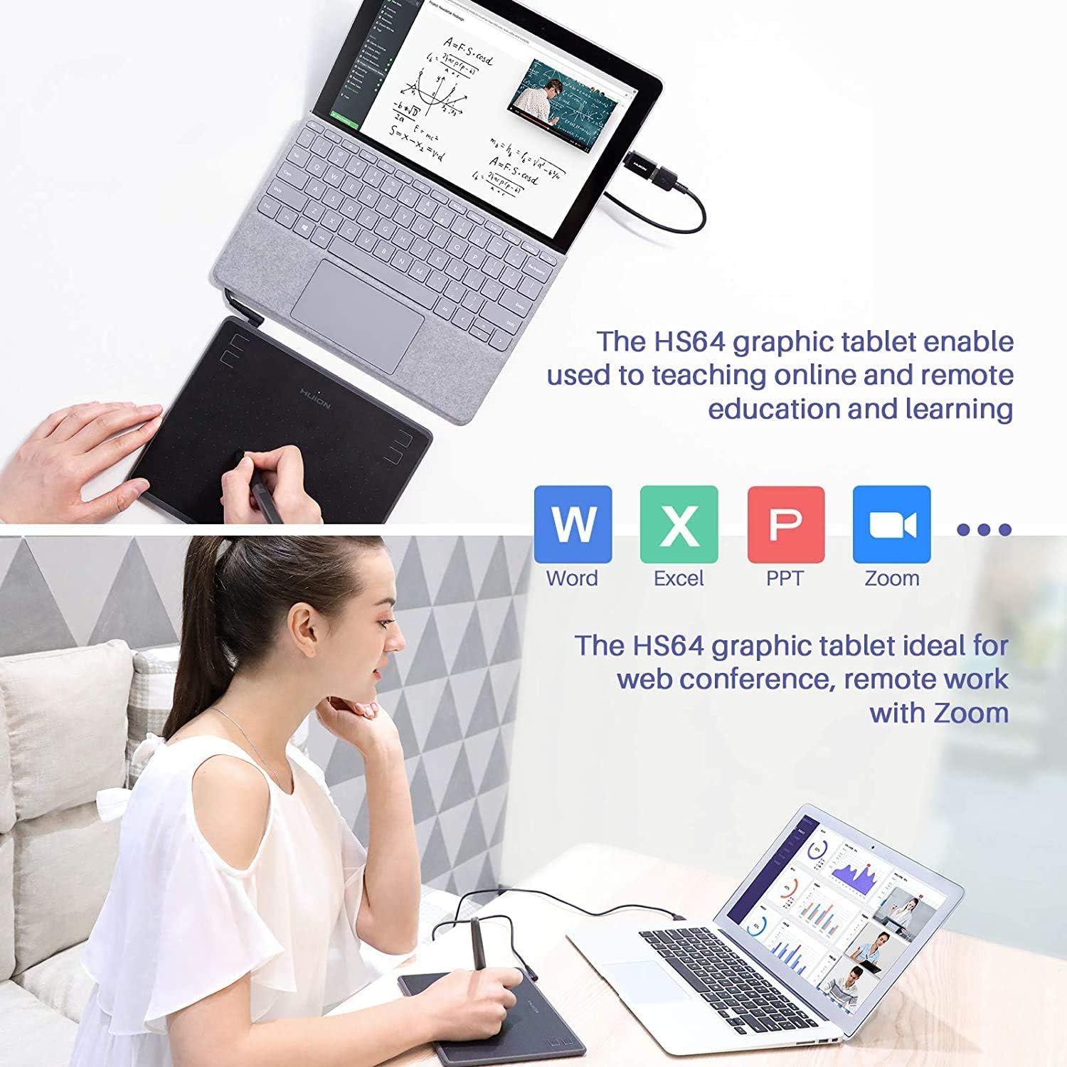 Drawing Tablet HUION HS64 Beginner Graphics OSU Tablet with Battery-Free Stylus 8192 Pressure Sensitive for Digital Art, Painting & Design, Compatible with Windows, Mac, Android & Linux Black - Image 8