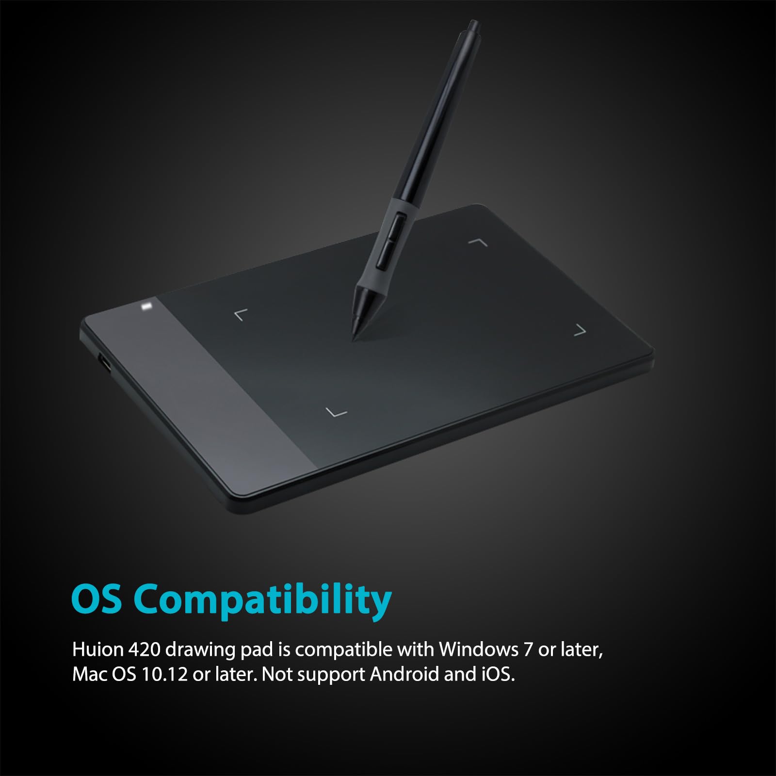 HUION 420 OSU Tablet Drawing Tablet, Graphics Tablet with Digital Stylus, 4 x 2.23 inches Pen Tablet for Digital Art, Design & Animation, Work with Mac, PC - Image 6
