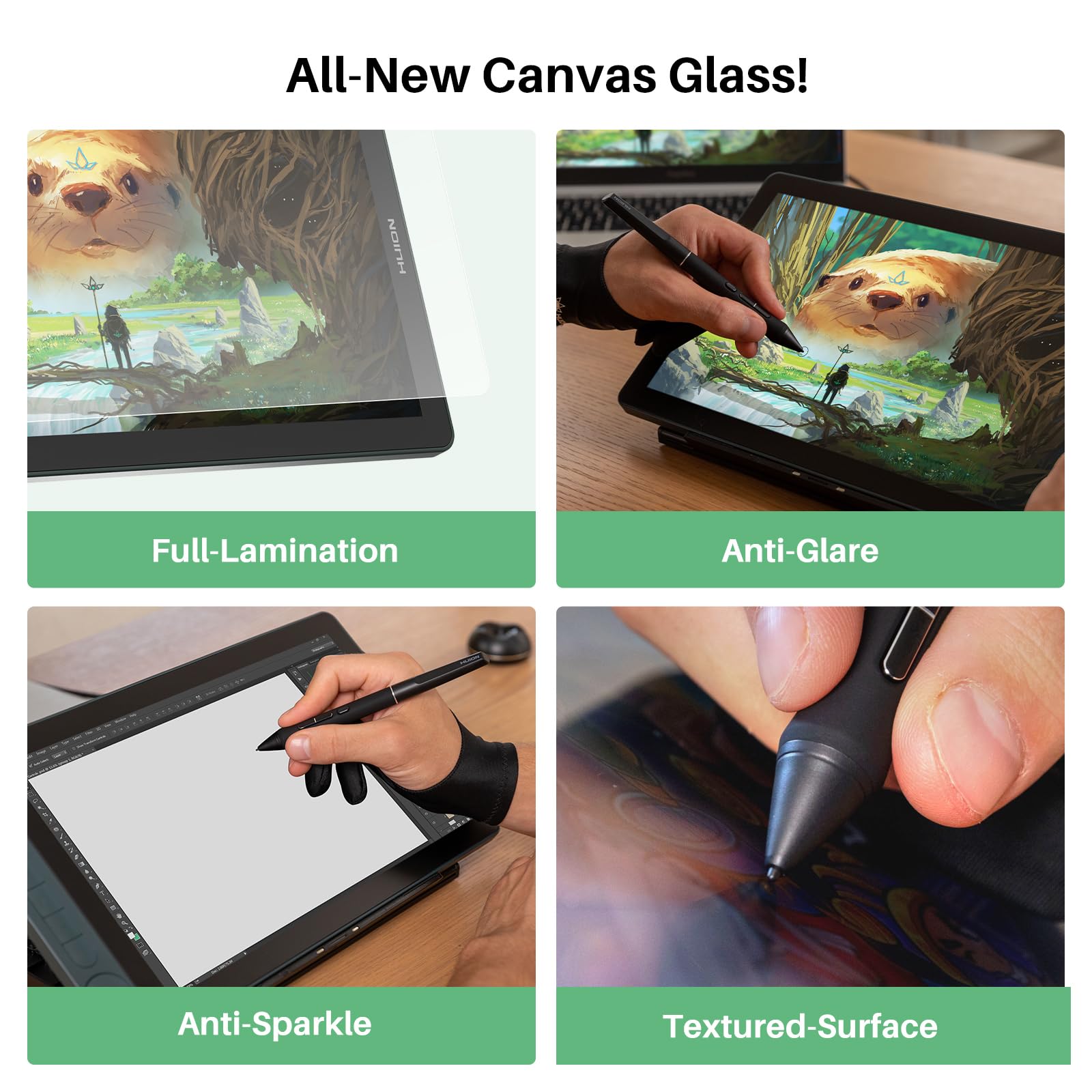 HUION Drawing Tablet with Screen Full-Laminated Art Tablet Kamvas 13 (Gen 3) SE Graphic Tablet with Anti-Glare Canvas Glass 13.3" Pen Display with PenTech 4.0, 16384 Pen Pressure for PC, Mac, Android - Image 4