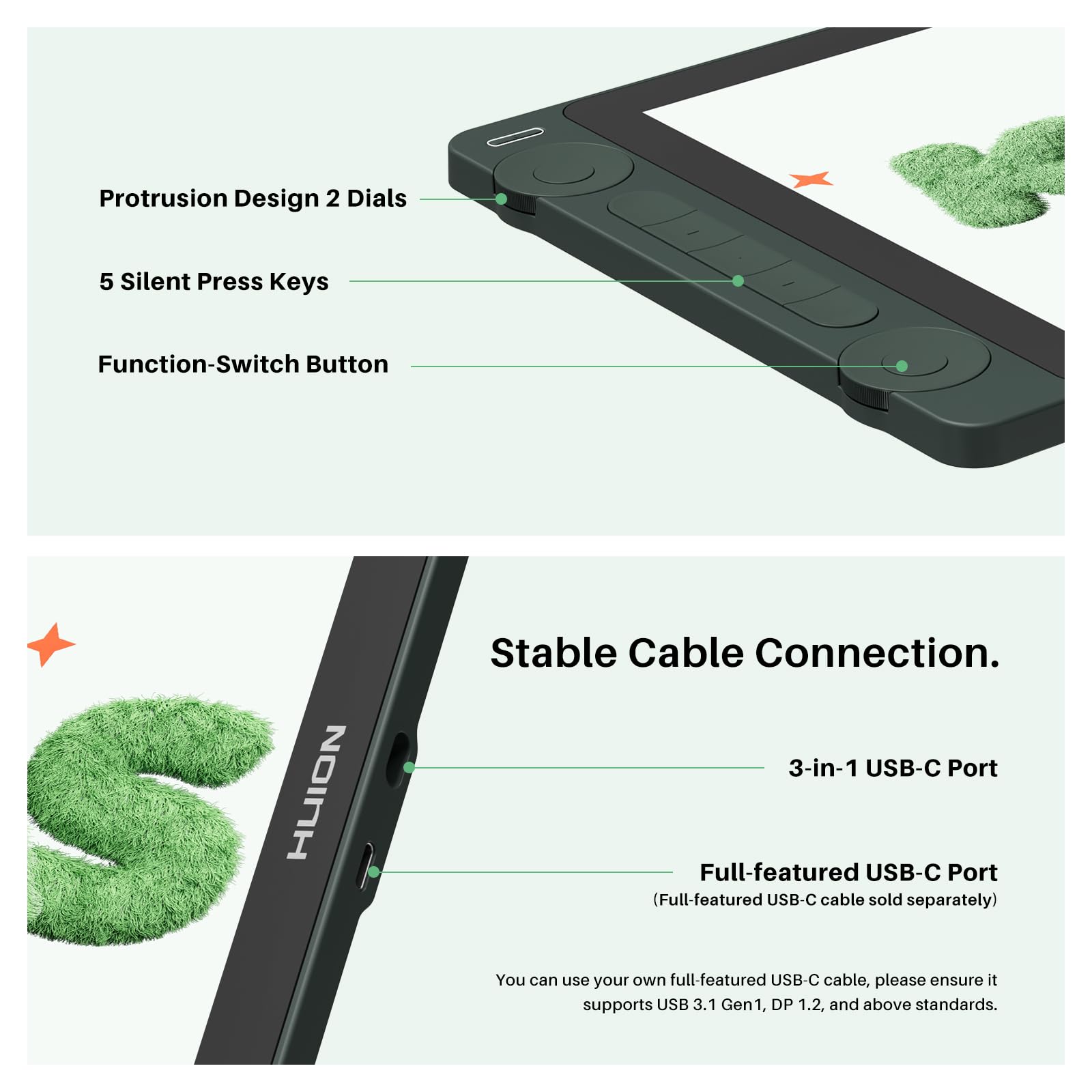 HUION Drawing Tablet with Screen Full-Laminated Art Tablet Kamvas 13 (Gen 3) SE Graphic Tablet with Anti-Glare Canvas Glass 13.3" Pen Display with PenTech 4.0, 16384 Pen Pressure for PC, Mac, Android - Image 7