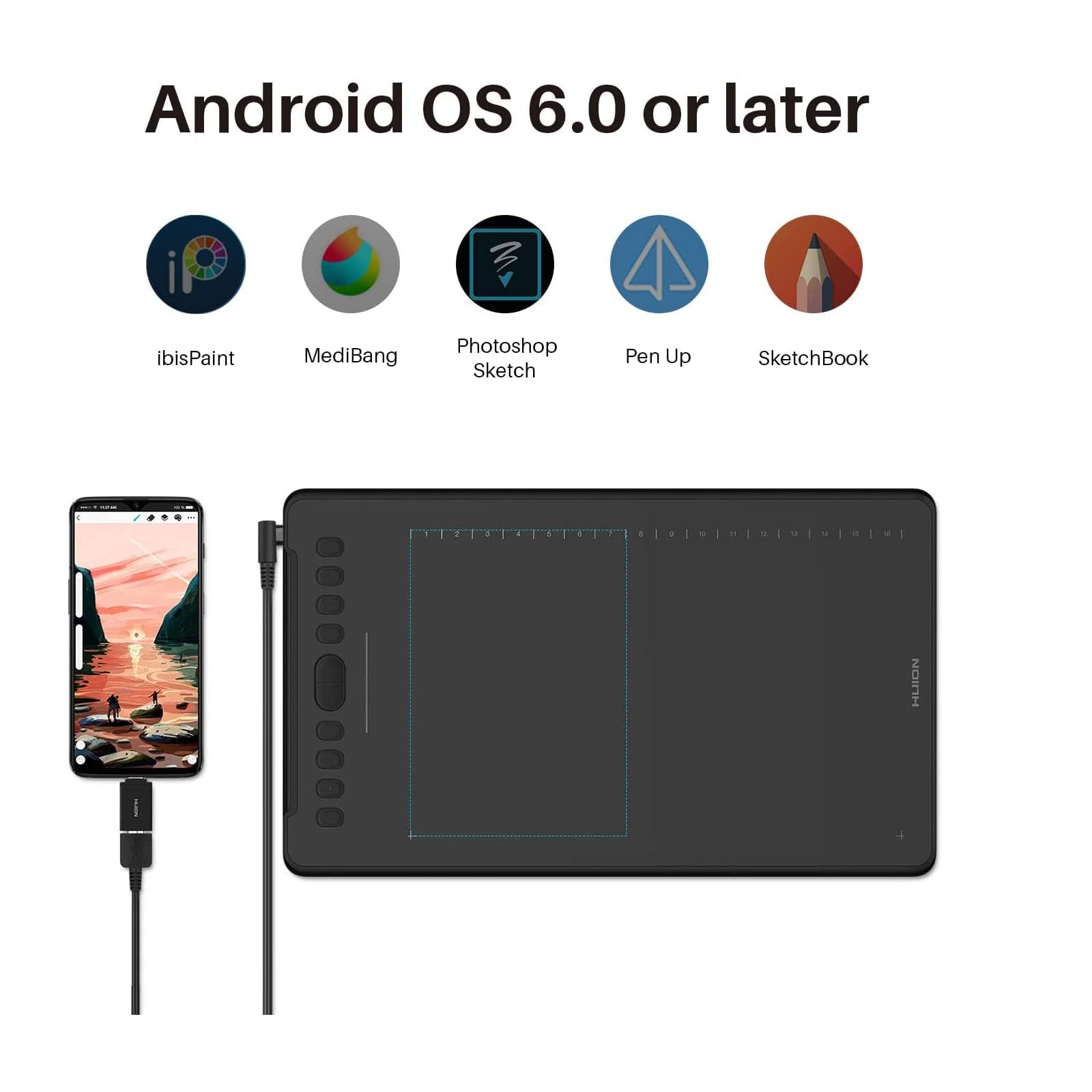 HUION H1161 Drawing Tablet and Palm Rejection Artist Glove - Image 3