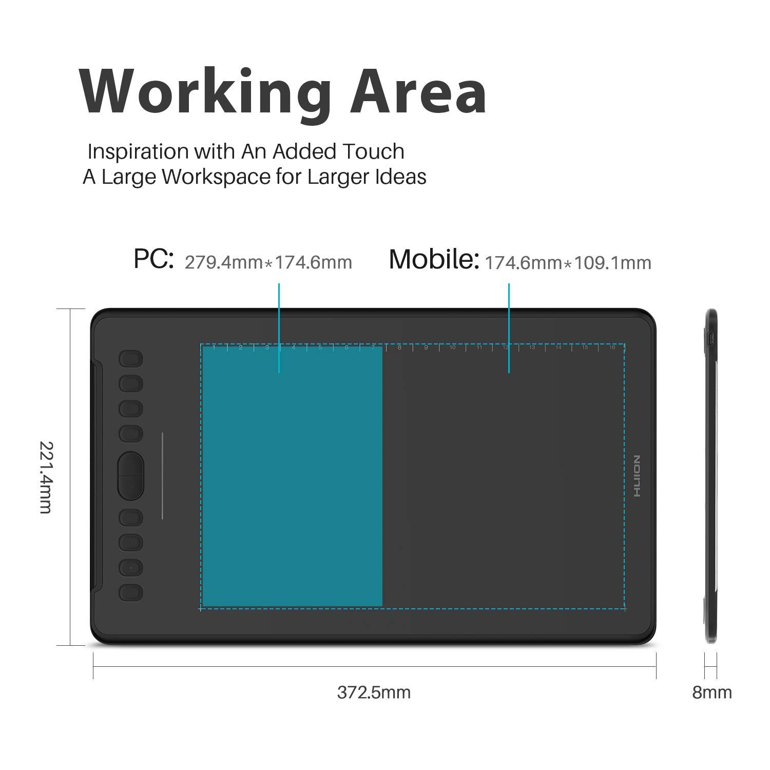 HUION H1161 Drawing Tablet and Palm Rejection Artist Glove - Image 4