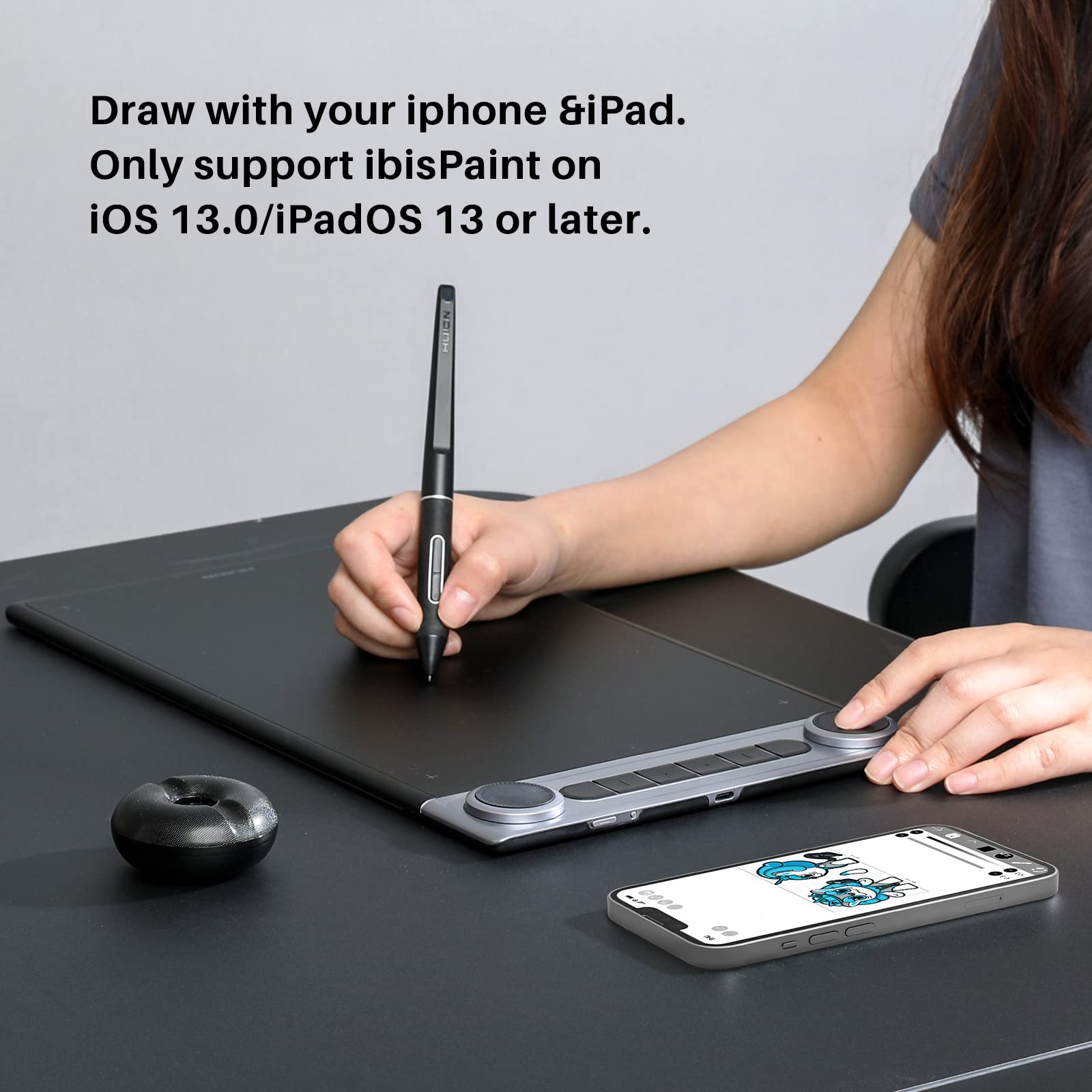 HUION Inspiroy Dial 2 10.5 x 6.56inch Bluetooth Wireless Graphics Drawing Tablet with Dual Dials Battery-Free Stylus for Digital Art and Graphics Design, Compatible with Mac, Windows, Linux, Android - Image 10