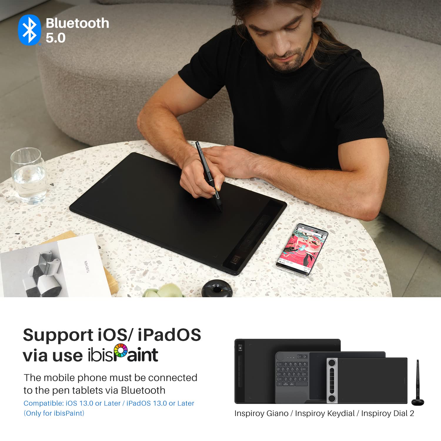 HUION Inspiroy Giano G930L Wireless Graphics Drawing Tablet with Smart Mini LCD Screen and PW517 8192 Levels Pressure Battery-Free Stylus, 13.6 inches Bluetooth Digital Pen Tablet - Image 4