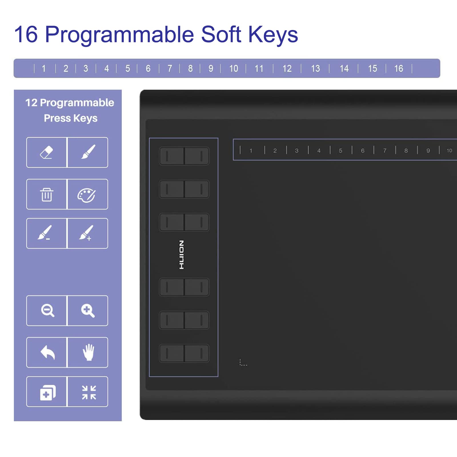 HUION Inspiroy H1060P Graphics Drawing Tablet and Palm Rejection Artist Glove - Image 3