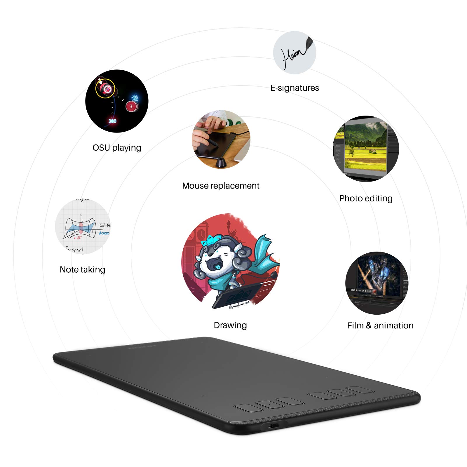 HUION Inspiroy H640P Drawing Tablet, 6x4 inch Digital Art with HUION ST300 Adjustable Drawing Tablet Stand - Image 5