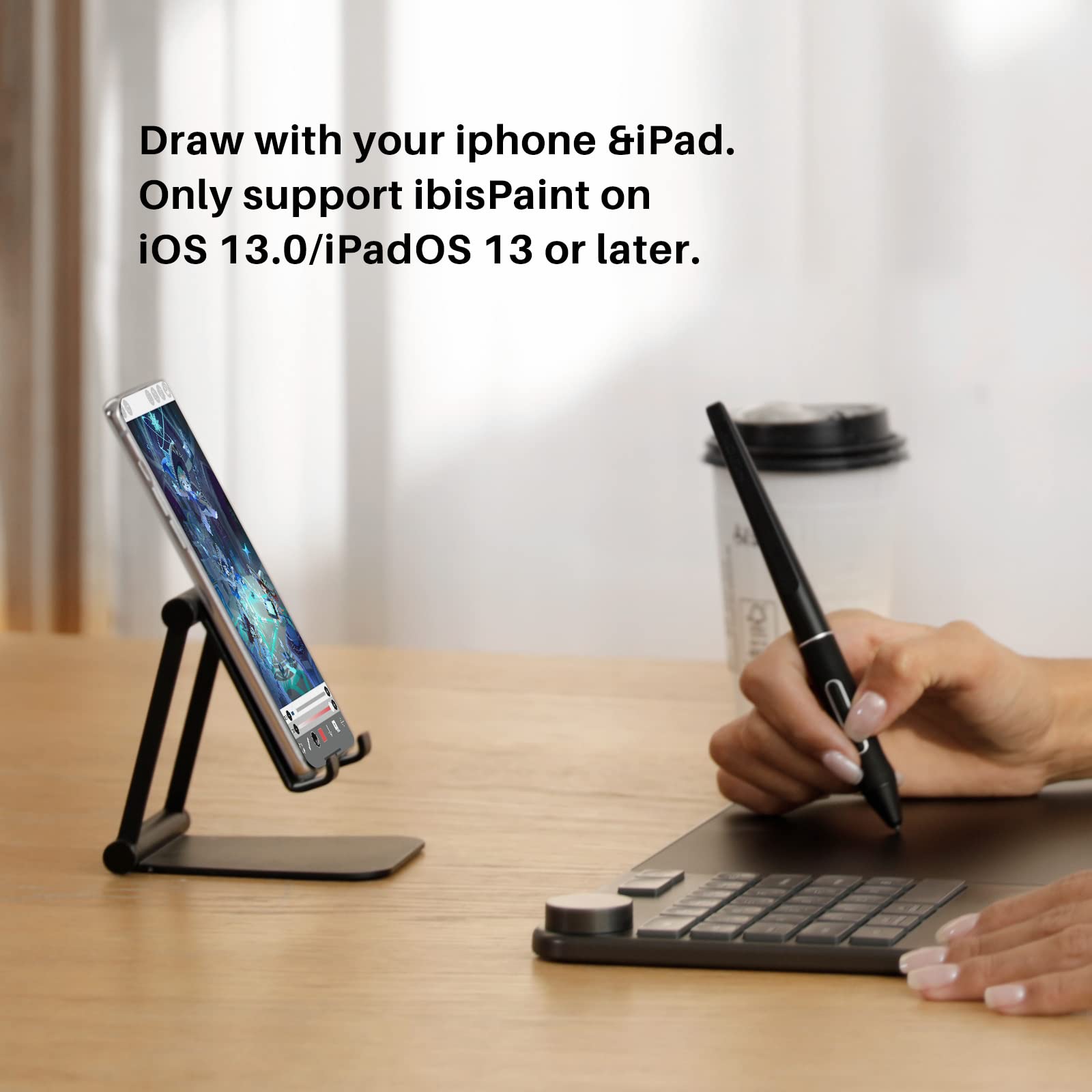 HUION Inspiroy Keydial KD200 Wireless Drawing Tablet, Bluetooth Graphic Tablet with Keyboard Dial 5 Customized Express Keys Battery-Free Pen, 8.9x5.6inch Art Tablet Work with Windows, Mac, Android - Image 4