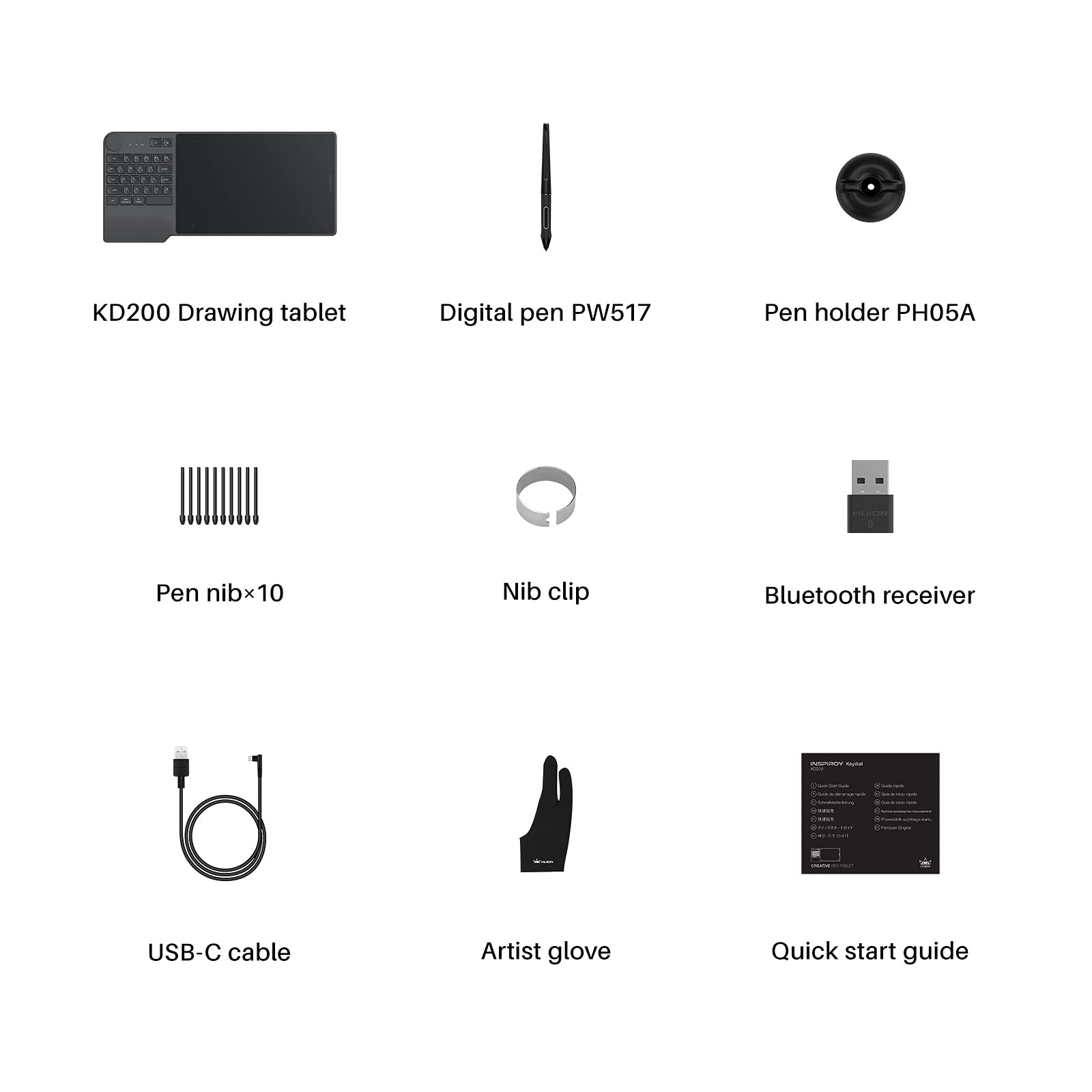 HUION Inspiroy Keydial KD200 Wireless Drawing Tablet, Bluetooth Graphic Tablet with Keyboard Dial 5 Customized Express Keys Battery-Free Pen, 8.9x5.6inch Art Tablet Work with Windows, Mac, Android - Image 9