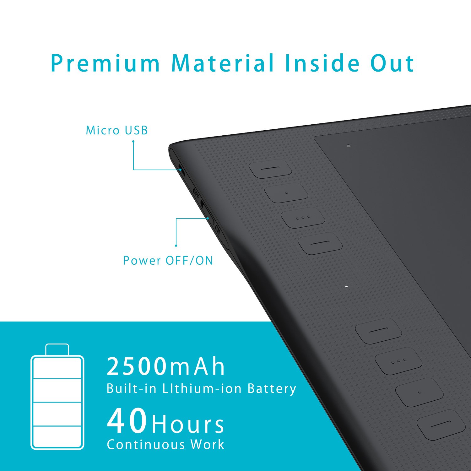 HUION Inspiroy Q11K Wireless Drawing Tablet with Screen and Palm Rejection Artist Glove - Image 3