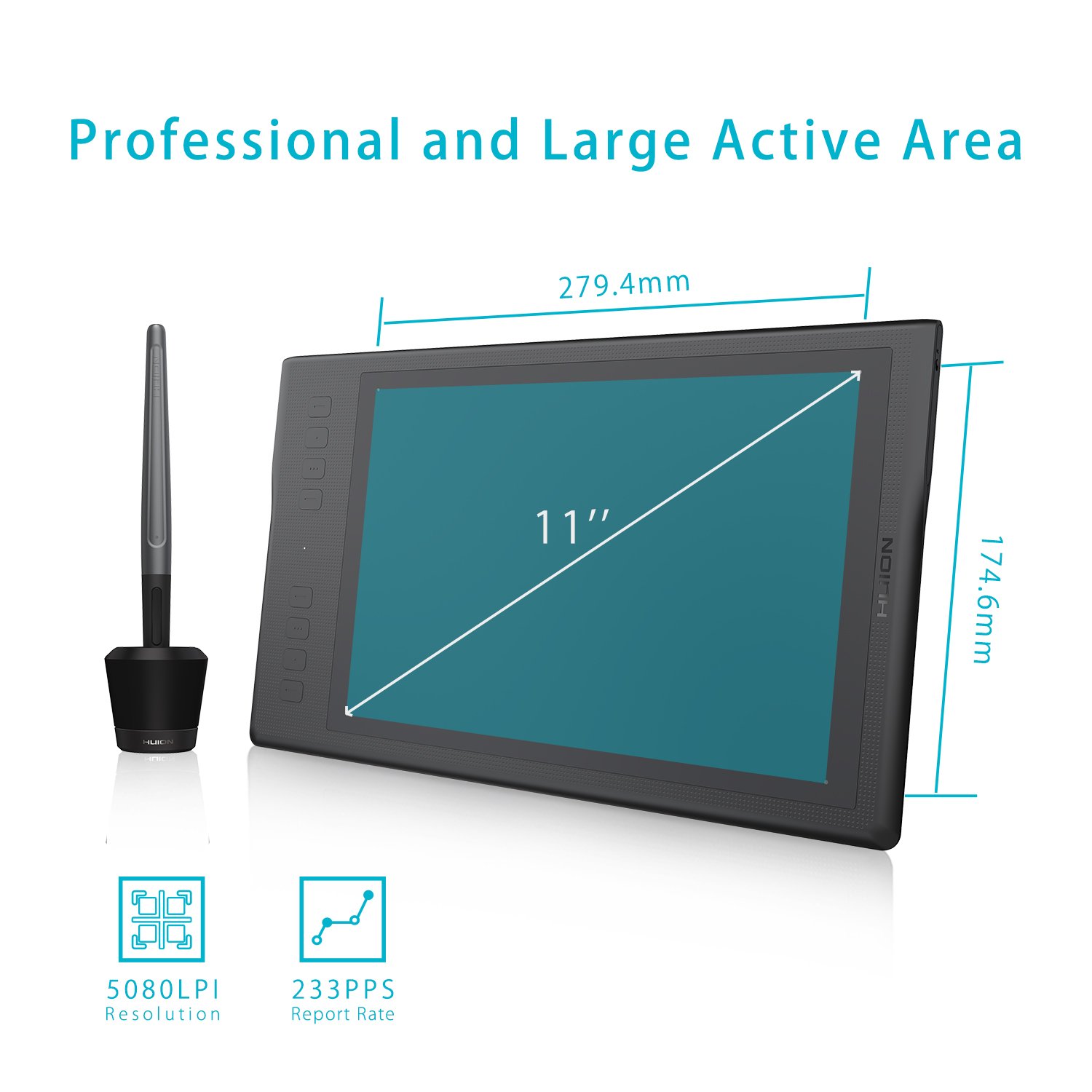 HUION Inspiroy Q11K Wireless Drawing Tablet with Screen and Palm Rejection Artist Glove - Image 6