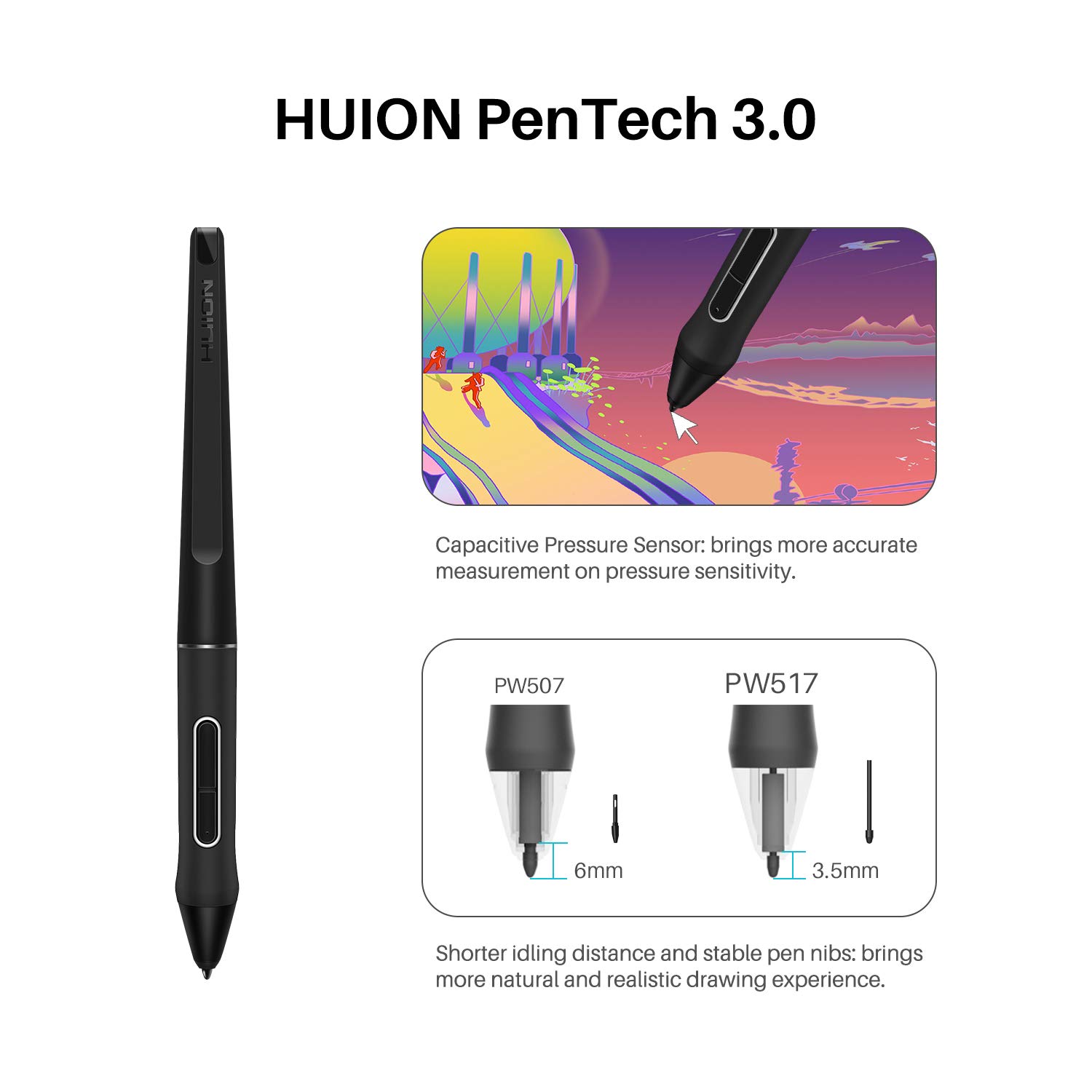 HUION KAMVAS 22 Drawing Tablet with Screen 120% sRGB PW517 Battery-Free Stylus Adjustable Stand, 21.5inch Pen Display for Windows PC, Mac, Android - Image 3