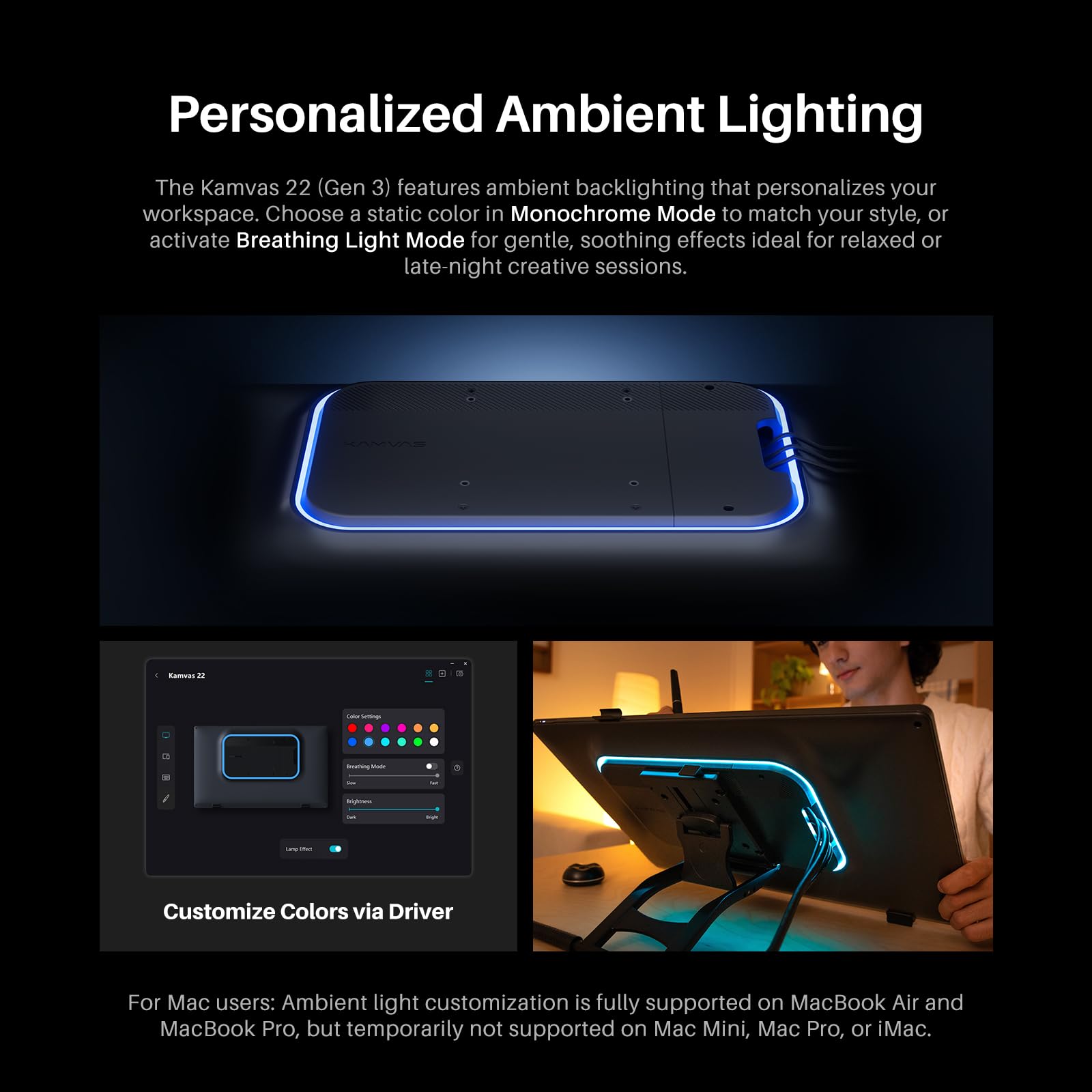 HUION Kamvas 22 (Gen 3) 21.5 Inch 2.5K 90Hz Drawing Tablet with Screen, Featuring PenTech 4.0, △E<1.2 Color Accuracy, Canvas Glass 2.0& Ambient Lighting – Ideal for Digital Art, Animation & Design - Image 6