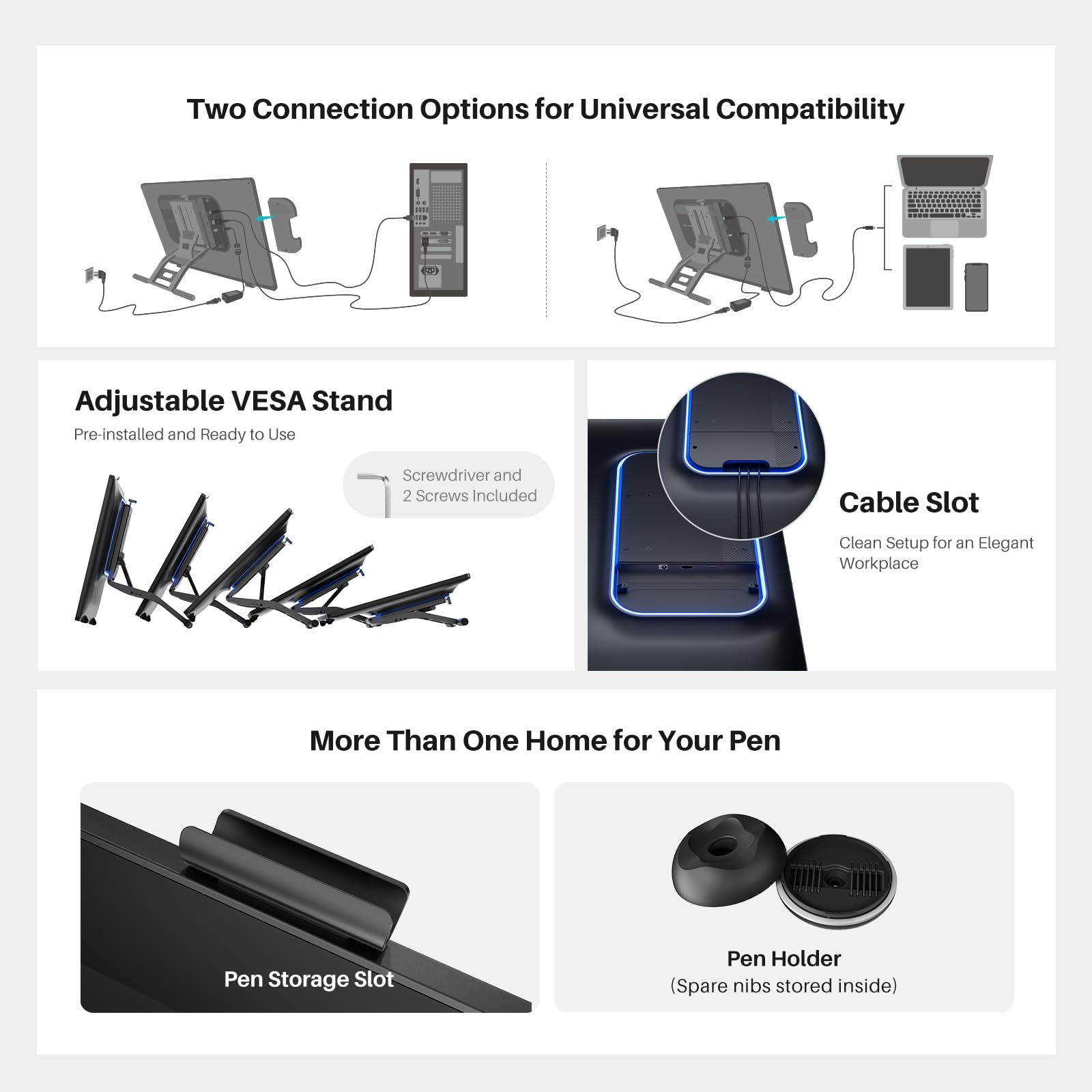 HUION Kamvas 22 (Gen 3) 21.5 Inch 2.5K 90Hz Drawing Tablet with Screen, Featuring PenTech 4.0, △E<1.2 Color Accuracy, Canvas Glass 2.0& Ambient Lighting – Ideal for Digital Art, Animation & Design - Image 7