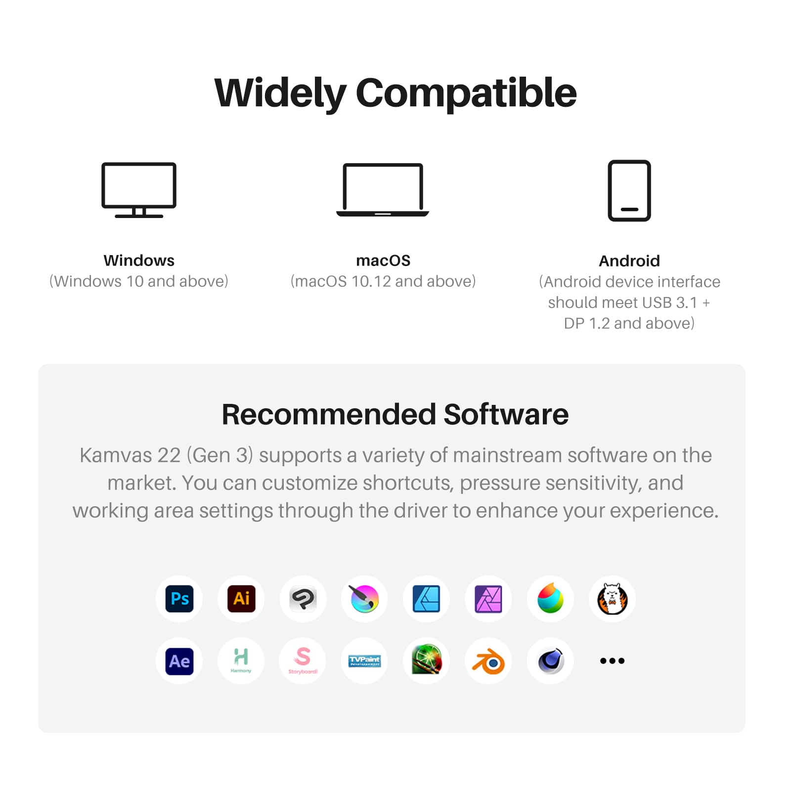 HUION Kamvas 22 (Gen 3) 21.5 Inch 2.5K 90Hz Drawing Tablet with Screen, Featuring PenTech 4.0, △E<1.2 Color Accuracy, Canvas Glass 2.0& Ambient Lighting – Ideal for Digital Art, Animation & Design - Image 8