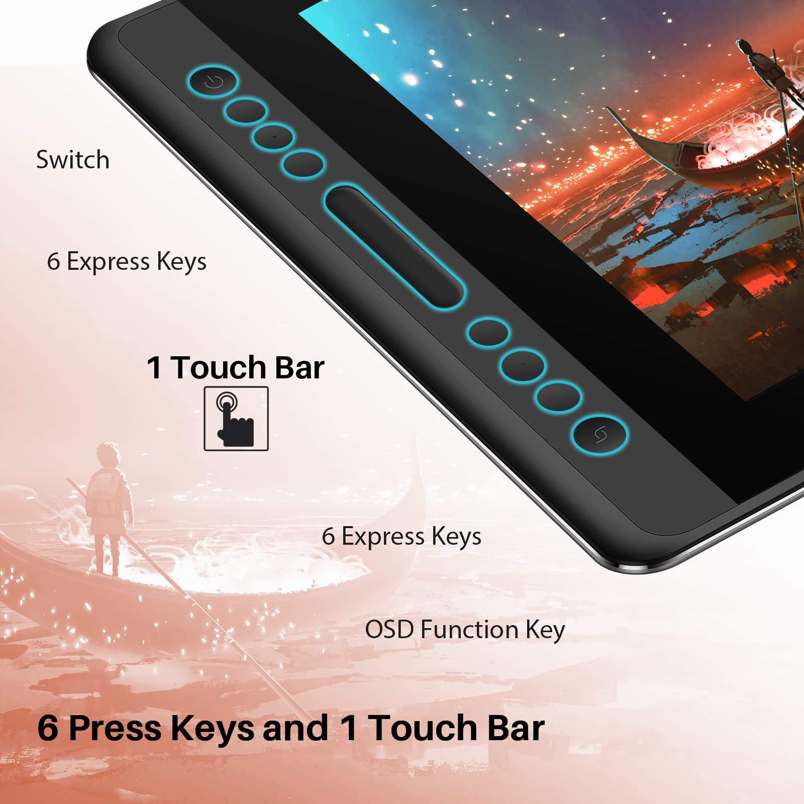 HUION KAMVAS Pro 16 Drawing Tablet with Screen, 15.6 inch Pen Display Anti-Glare Glass 6 Shortcut Keys Adjustable Stand, Graphics Tablet for Drawing, Writing, Design, Work with Windows, Mac and Linux - Image 4