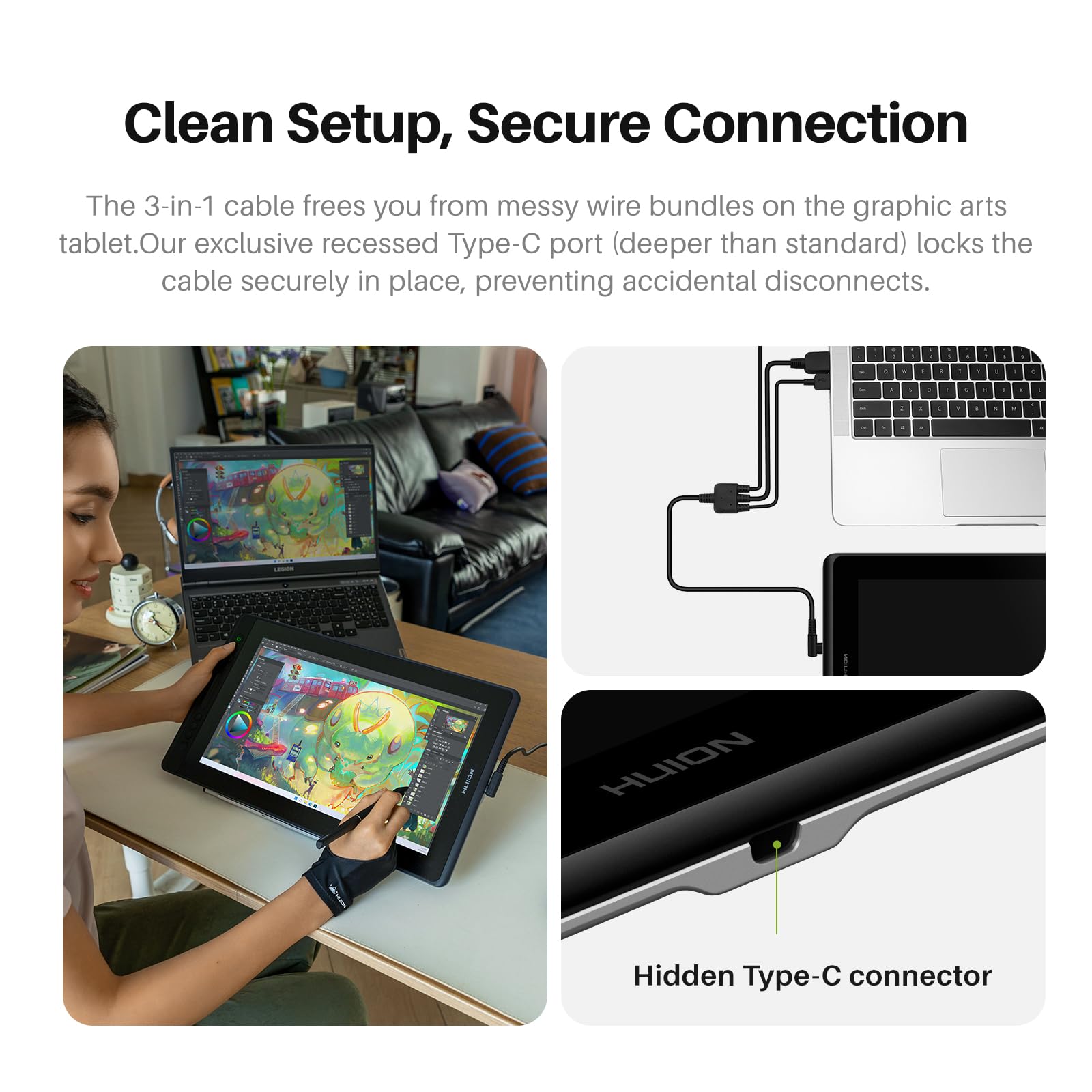 HUION Kamvas Pro 16 V2 Drawing Tablet with Screen 16K Levels PenTech 4.0 Battery-Free Pen, 15.6" Full-Laminated, Smart Touch Bar & 6 Keys Art Tablet Work with Windows, Mac and Linux - Image 7