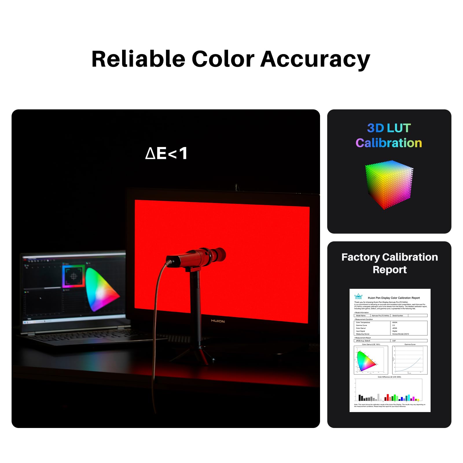 HUION KAMVAS Pro 27 (144Hz) 4K UHD Drawing Tablet with Screen, PenTech 4.0 Stylus 16384 Pen Pressure, Canvas Glass 3.0 △E<1 Graphic Tablet 98% Adobe RGB Multi-Touch Drawing Monitor with Keydial Remote - Image 4