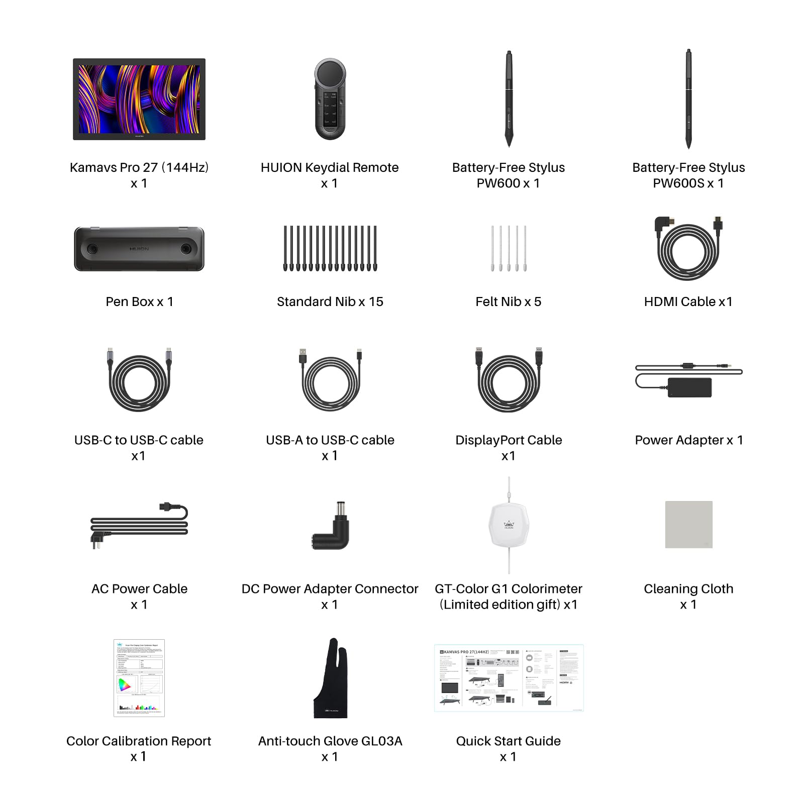 HUION KAMVAS Pro 27 (144Hz) 4K UHD Drawing Tablet with Screen, PenTech 4.0 Stylus 16384 Pen Pressure, Canvas Glass 3.0 △E<1 Graphic Tablet 98% Adobe RGB Multi-Touch Drawing Monitor with Keydial Remote - Image 9