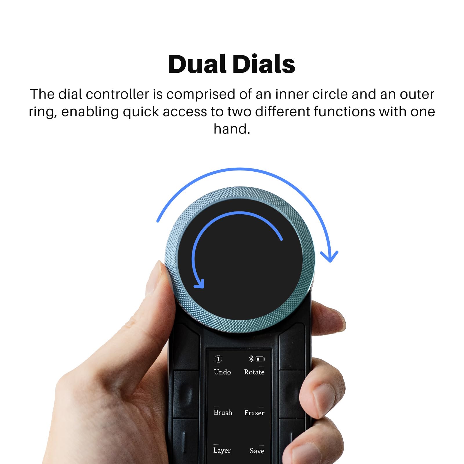 HUION Keydial Remote Bluetooth Programmable Keypad with Dual Dials 60 Customized Keys, OLED Display Macro Keypad Work with PC, Mac, Mobile, One-Hand Shortcut Keyboard for Drawing Tablet, Laptops - Image 4
