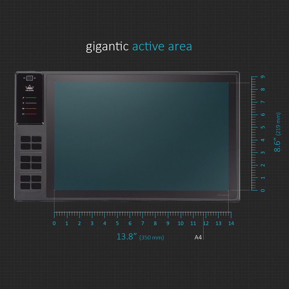 HUION WH1409 Wireless Graphic Drawing Tablet and Palm Rejection Artist Glove - Image 3