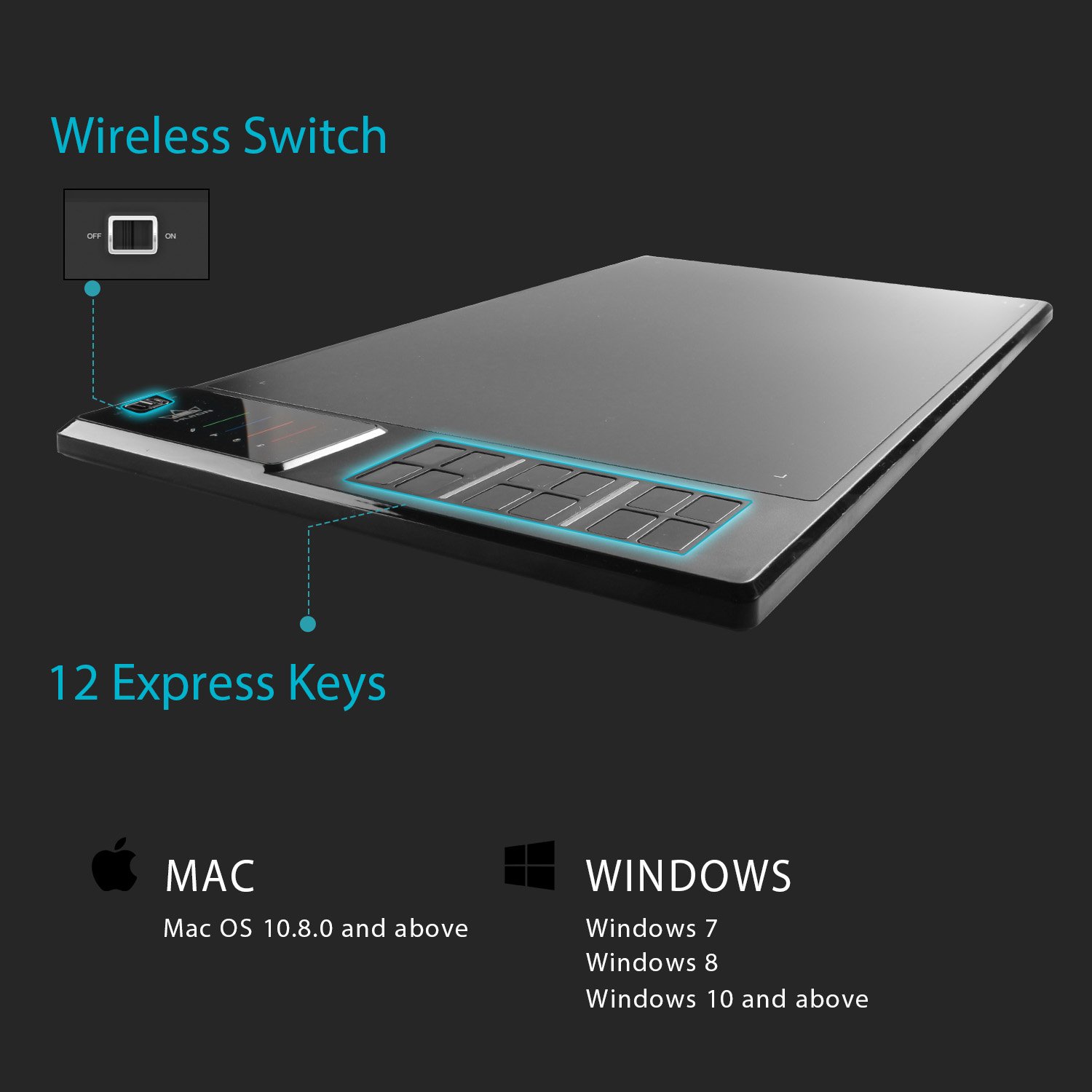 HUION WH1409 Wireless Graphic Drawing Tablet and Palm Rejection Artist Glove - Image 4